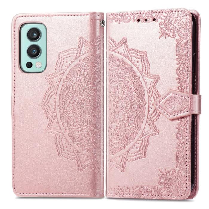 Bild 1, OnePlus Nord 2 5G - Mandala Läder Fodral - Roséguld