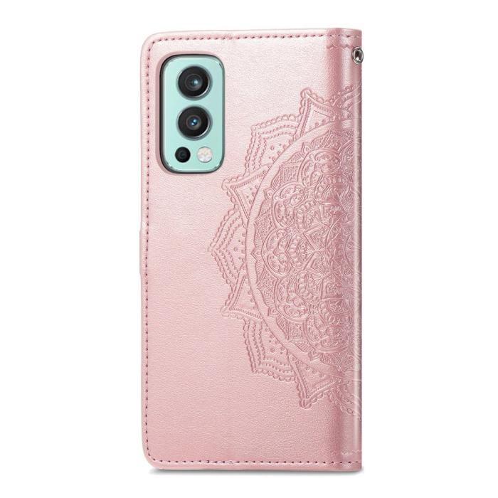 Bild 3, OnePlus Nord 2 5G - Mandala Läder Fodral - Roséguld