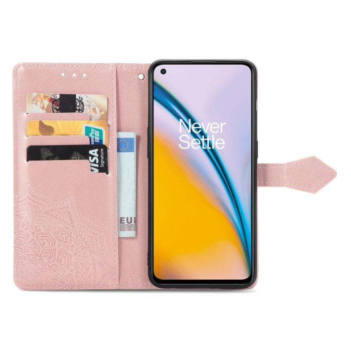 Bild 4, OnePlus Nord 2 5G - Mandala Läder Fodral - Roséguld