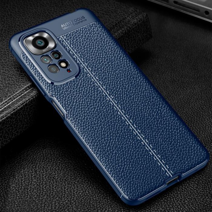 Bild 2, Xiaomi Redmi Note 11 4G Skal Litchi Textur Blå