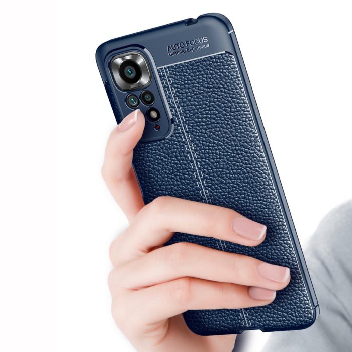 Bild 4, Xiaomi Redmi Note 11 4G Skal Litchi Textur Blå