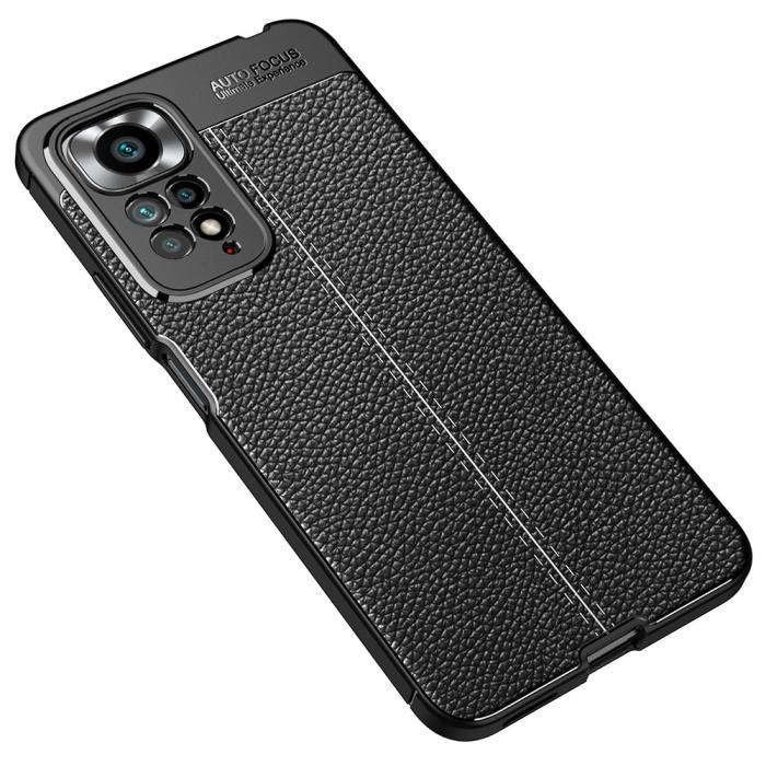 Bild 2, Xiaomi Redmi Note 11 Pro 5G Skal Litchi Textur Svart