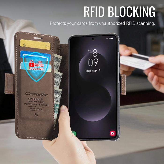 Bild 4, CASEME Samsung Galaxy S26 Ultra Skal RFID Plånbok Brun