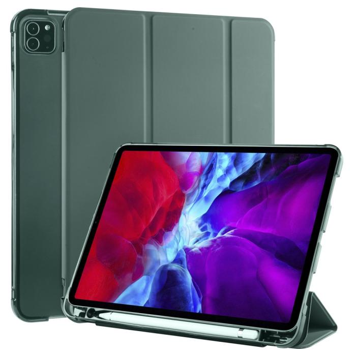 Bild 1, iPad Pro 12.9 Fodral Tri-Fold Pennhållare Mörk Grön
