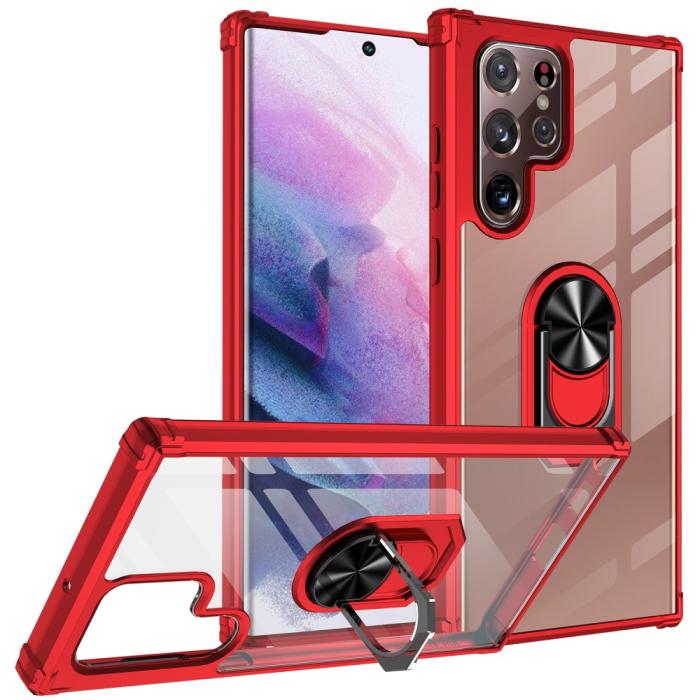 Bild 1, Samsung Galaxy S22 Ultra Skal Shockproof Ring Röd