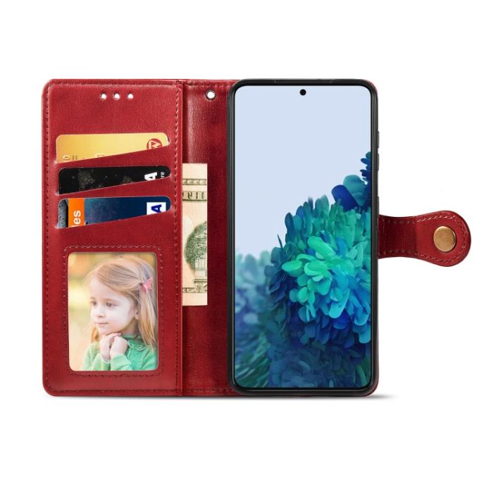 Bild 3, Samsung Galaxy S22 Fodral Solid Läder Magnetisk Mässing Röd