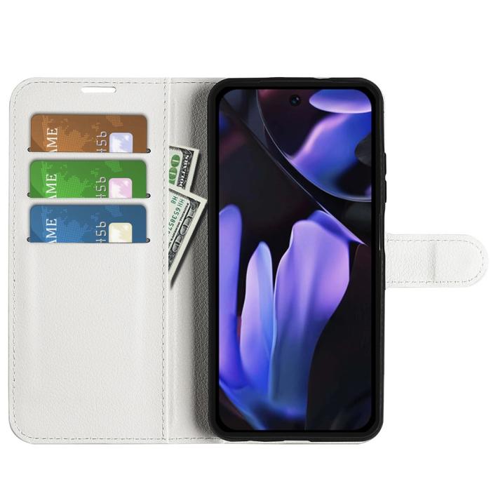 Bild 2, Google Pixel 9a Fodral Litchi Läder Vit