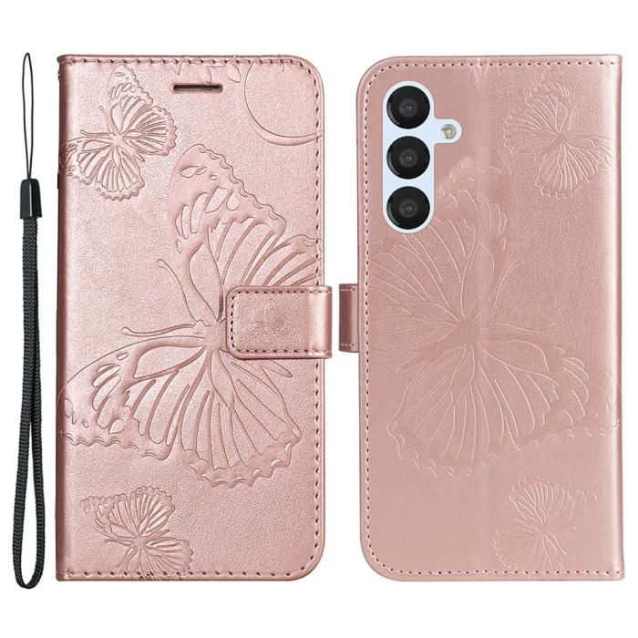 Bild 1, Samsung Galaxy S23 FE Fodral Tryckta Fjärilar Roséguld