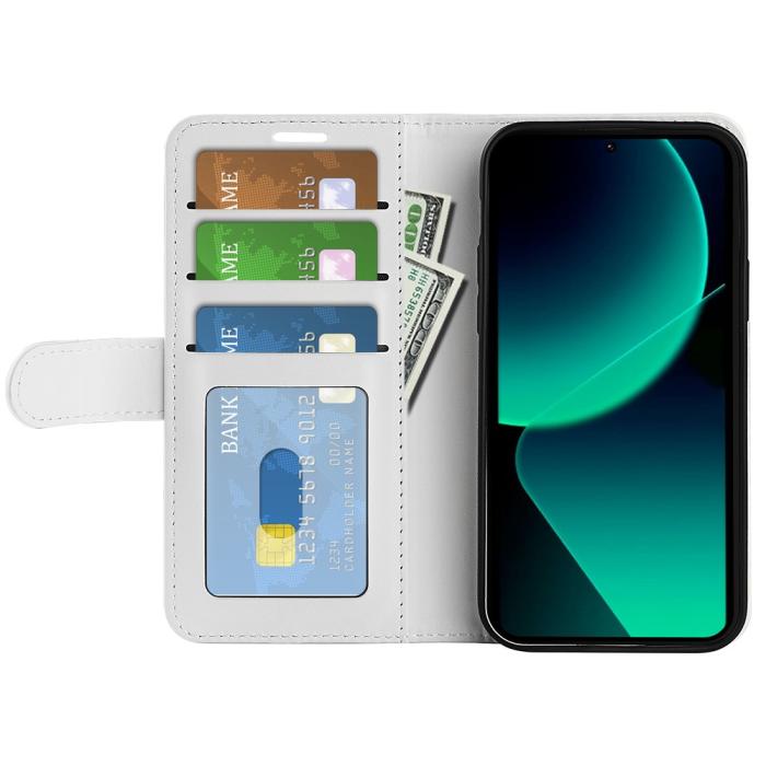 Bild 2, Xiaomi 13T / 13T Pro Fodral Crazy Horse Läder Vit