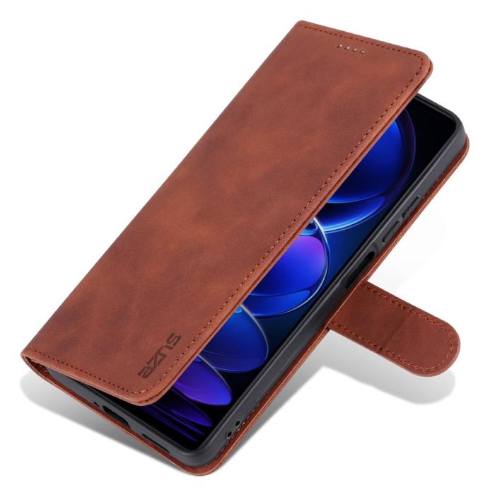 Bild 6, AZNS Xiaomi Redmi Note 12 Pro 5G Fodral Retro Läder Brun