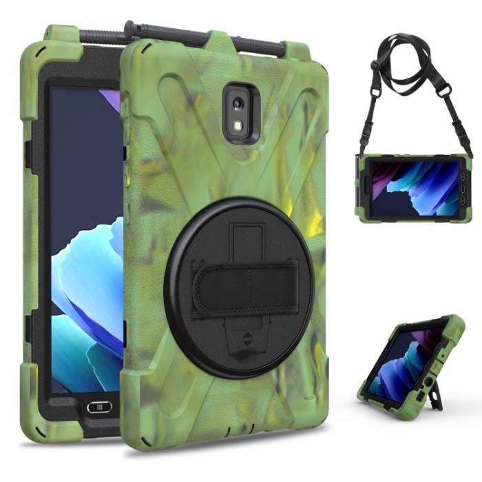 Bild 2, Samsung Galaxy Tab Active 3 Skal Hybrid Kickstand Rem Camo Grön