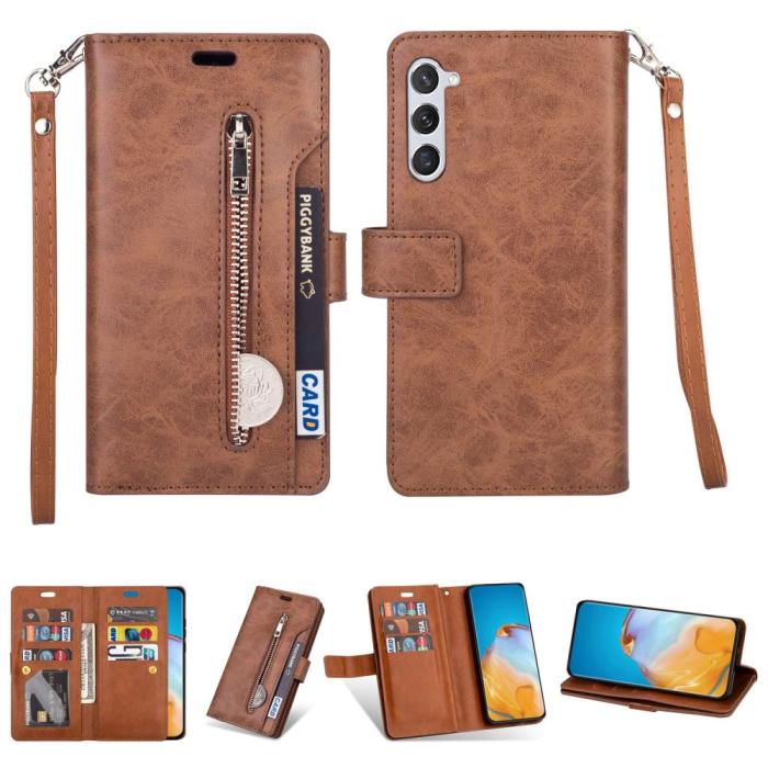 Bild 1, Samsung Galaxy S23 Plus Fodral Multifunktionell Med Frontficka Brun