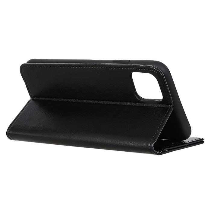 Bild 4, iPhone 12 / 12 Pro Fodral Crazy Horse Läder Svart