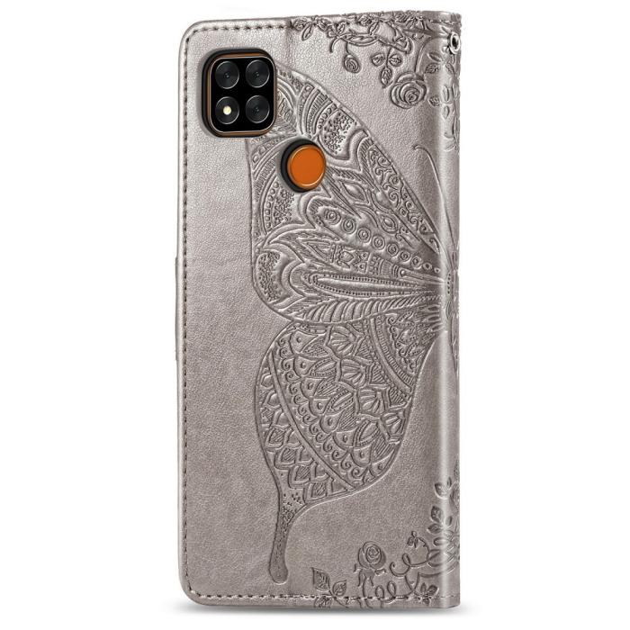 Bild 4, Xiaomi Redmi 9C Fodral Butterfly Grå