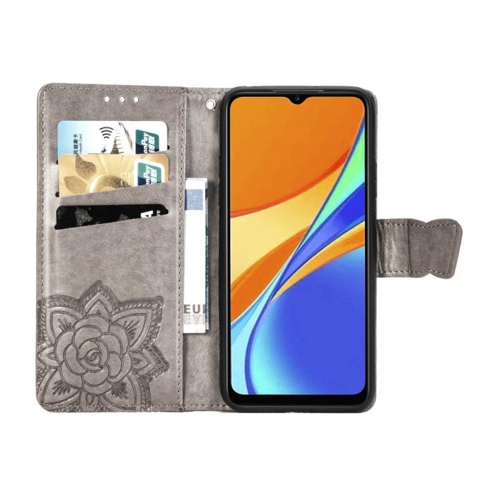 Bild 5, Xiaomi Redmi 9C Fodral Butterfly Grå