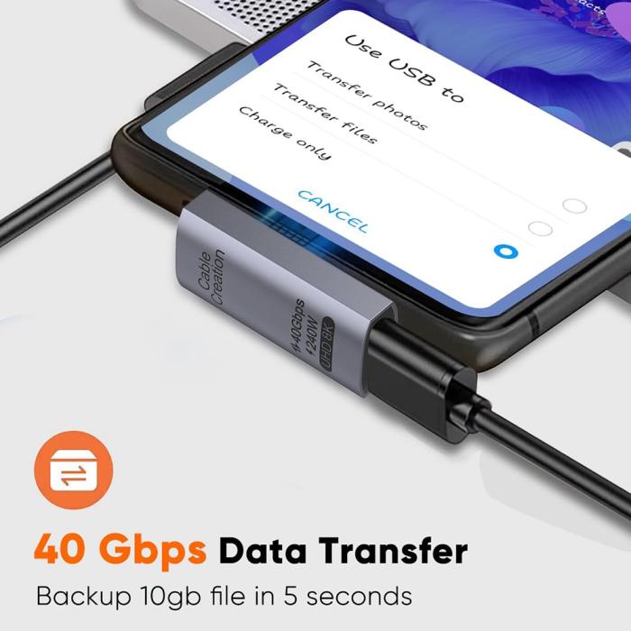 Bild 2, CableCreation USB-C Hona - USB-C Hane Adapter Grå