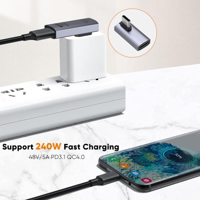 Bild 3, CableCreation USB-C Hona - USB-C Hane Adapter Grå