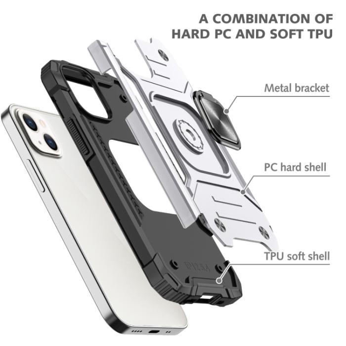 Bild 2, iPhone 14 Pro Skal Shockproof Hybrid Ring Silver