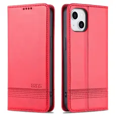 AZNS iPhone 15 Plus Fodral Flip L&auml;der R&ouml;d
