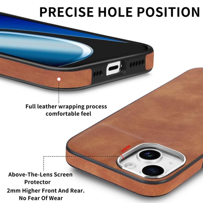 Bild 4, iPhone 15 Plus Skal Läderbelagt Skin Touch Brun
