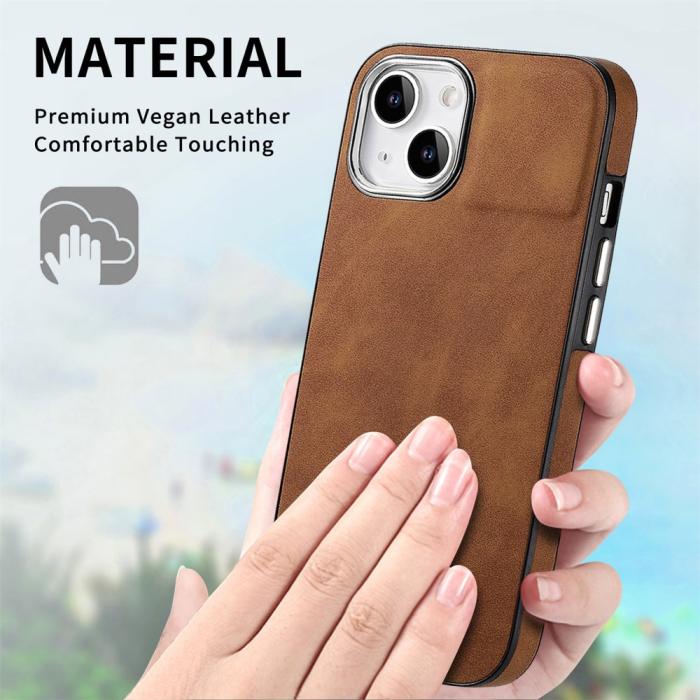 Bild 5, iPhone 15 Plus Skal Läderbelagt Skin Touch Brun