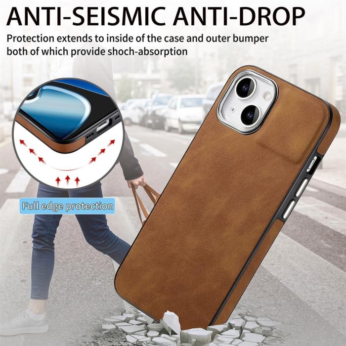 Bild 6, iPhone 15 Plus Skal Läderbelagt Skin Touch Brun