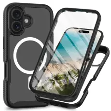 iPhone 16 Skal MagSafe Med Sk&auml;rmskydd Magnet Svart