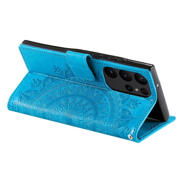 Bild 4, Samsung Galaxy S23 Ultra Fodral Mandala Läder Blå