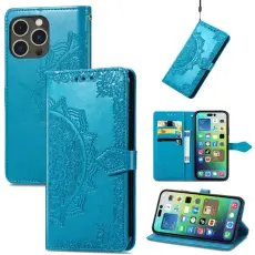 iPhone 15 Pro Fodral Mandala L&auml;der Bl&aring;