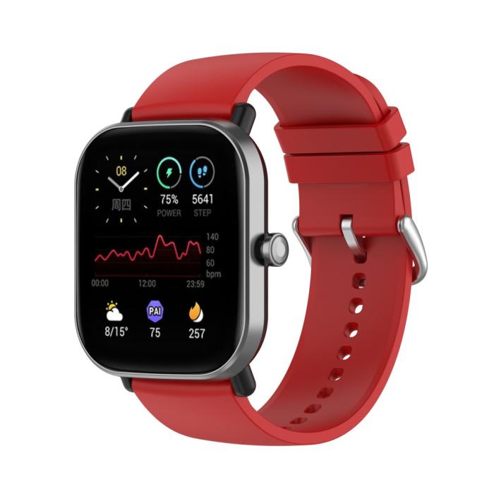 Bild 2, Silikon Armband För Smartwatch (20 mm) - Röd