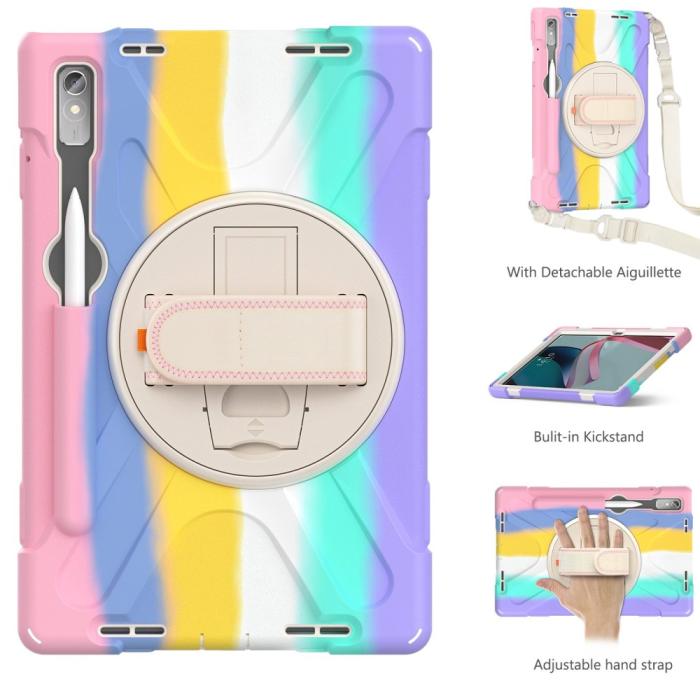 Bild 2, Lenovo Tab P11 Pro Gen 2 Skal 360 Rotation Shockproof Med Rem Rainbow