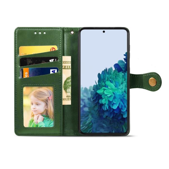 Bild 3, Samsung Galaxy S22 Fodral Solid Läder Magnetisk Mässing Grön