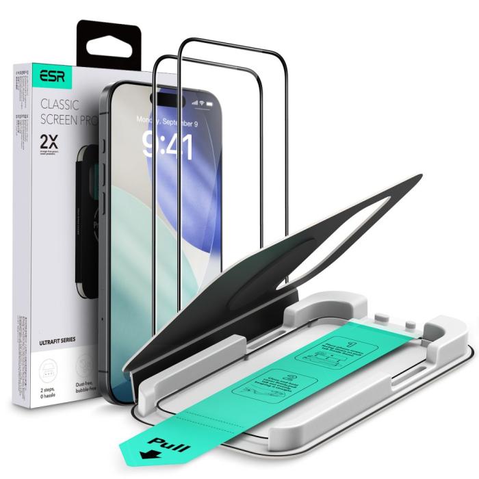 Bild 1, ESR iPhone 17 Pro 2-PACK Skärmskydd UltraFit Härdat Glas Transparent