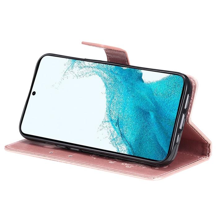 Bild 4, Samsung Galaxy S23 FE Fodral Tryckta Fjärilar Roséguld