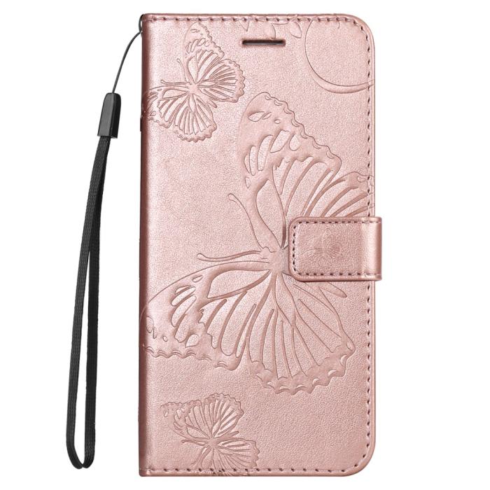 Bild 6, Samsung Galaxy S23 FE Fodral Tryckta Fjärilar Roséguld