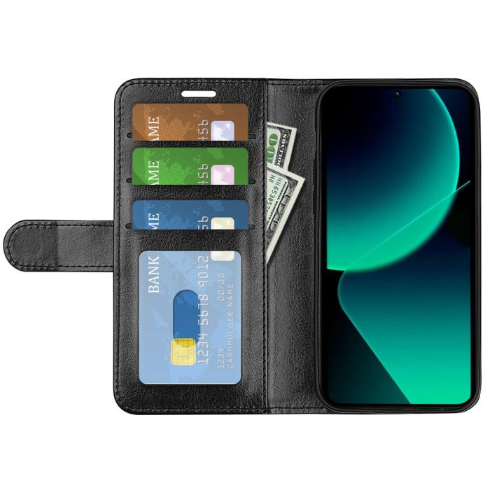 Bild 2, Xiaomi 13T / 13T Pro Fodral Crazy Horse Läder Svart