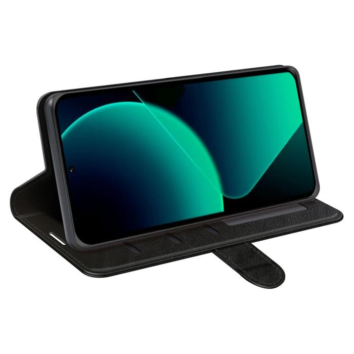 Bild 3, Xiaomi 13T / 13T Pro Fodral Crazy Horse Läder Svart