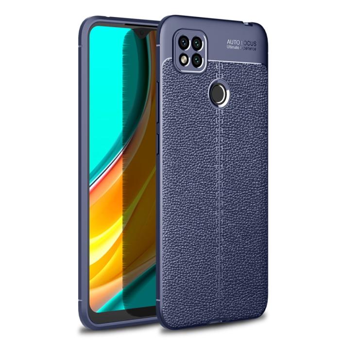 Bild 1, Xiaomi Redmi 9C Skal Litchi Textur Blå
