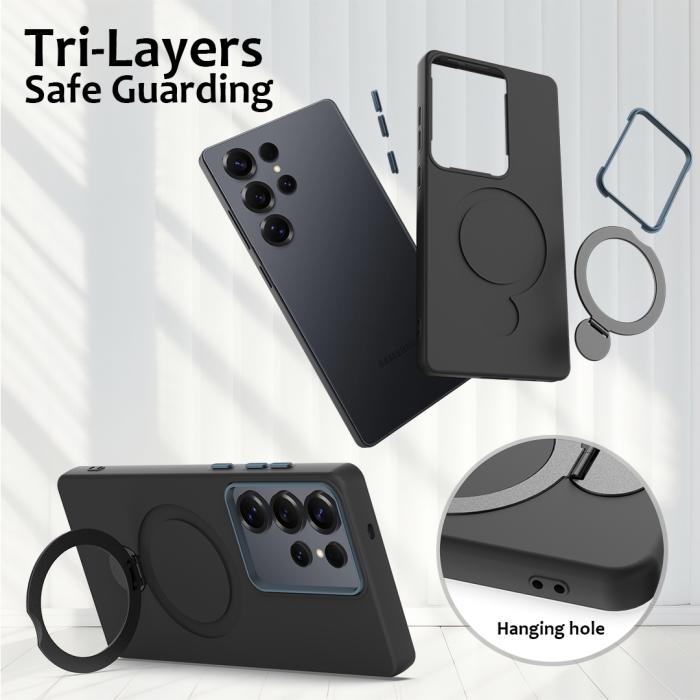 Bild 6, Samsung Galaxy S24 Ultra Skal MagSafe Kickstand Hybrid Svart