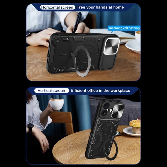 Bild 3, iPhone 17 Skal CamShield Kickstand Hybrid Svart