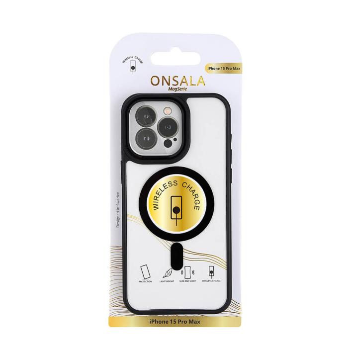 Bild 2, ONSALA iPhone 15 Pro Max Skal Bumper MagSafe Svart/Transparent