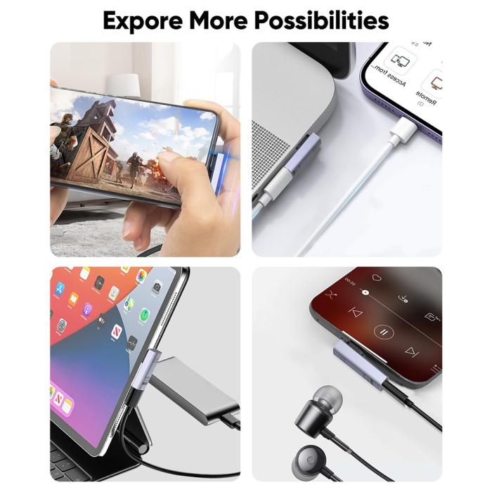 Bild 6, CableCreation USB-C Hona - USB-C Hane Adapter Grå
