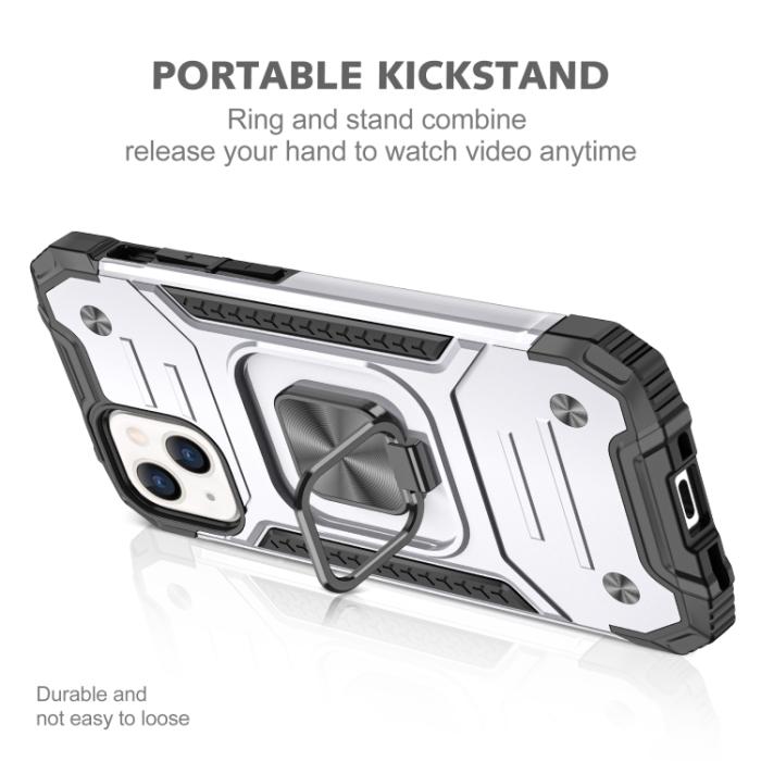 Bild 3, iPhone 14 Pro Skal Shockproof Hybrid Ring Silver