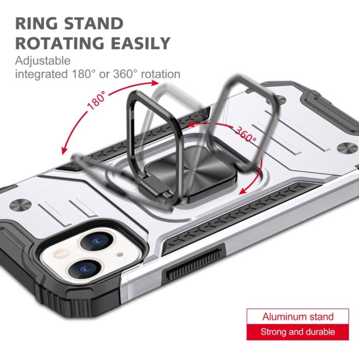 Bild 4, iPhone 14 Pro Skal Shockproof Hybrid Ring Silver