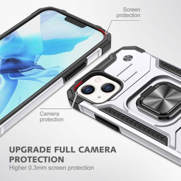 Bild 5, iPhone 14 Pro Skal Shockproof Hybrid Ring Silver