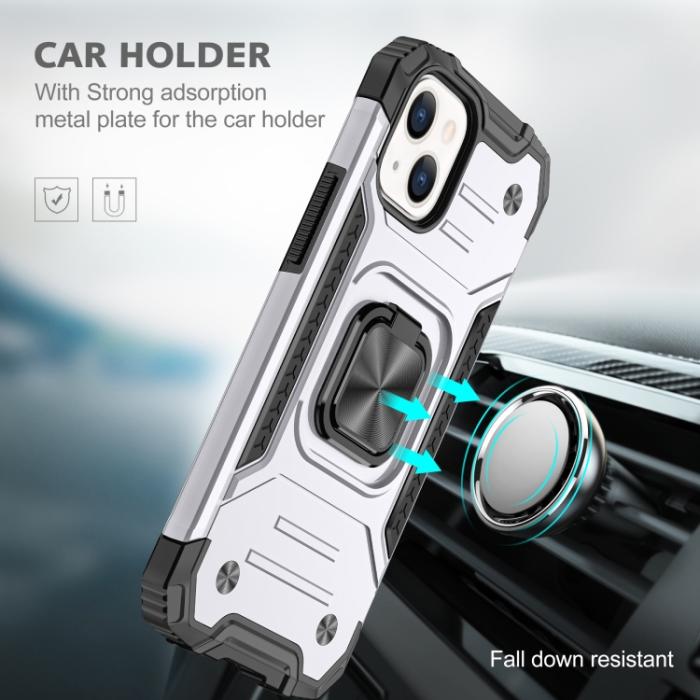 Bild 6, iPhone 14 Pro Skal Shockproof Hybrid Ring Silver