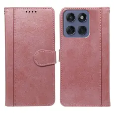 Motorola Edge 60 / 60 Fusion Fodral L&auml;der Ros&eacute;guld