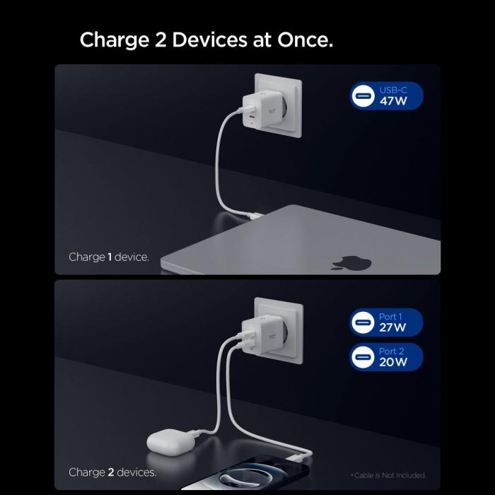 Bild 5, Spigen 47W Väggladdare USB-C Essential Vit