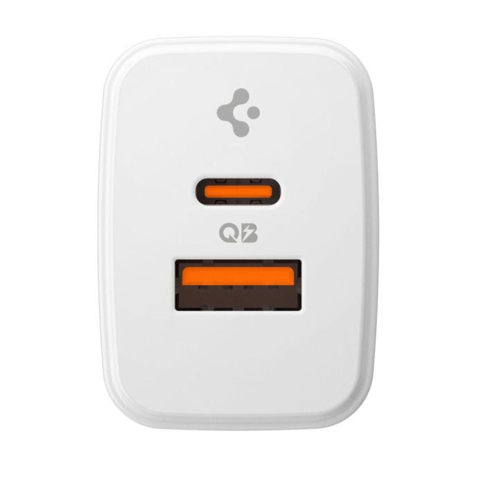 Bild 2, Spigen 20W Väggladdare USB-C / USB-A Essential Vit