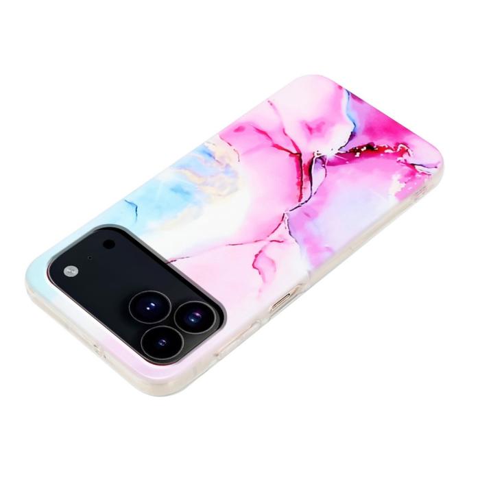 Bild 3, iPhone 17 Pro Max Skal Marmor TPU Rosa / Blå